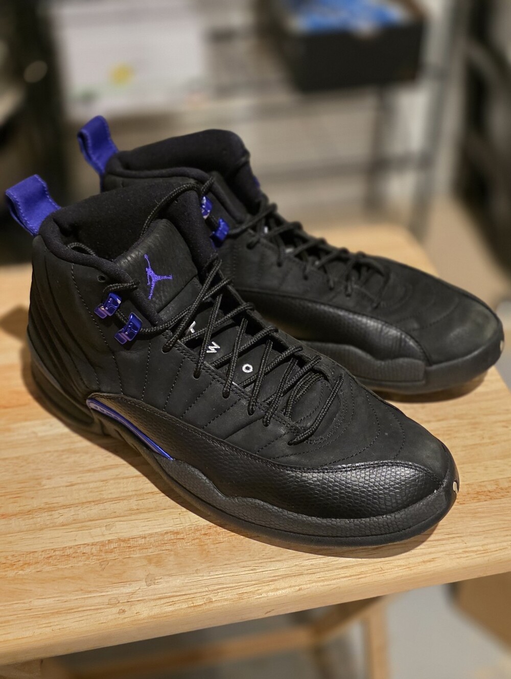 Jordan Men’s Black and Purple High-Top Sneakers